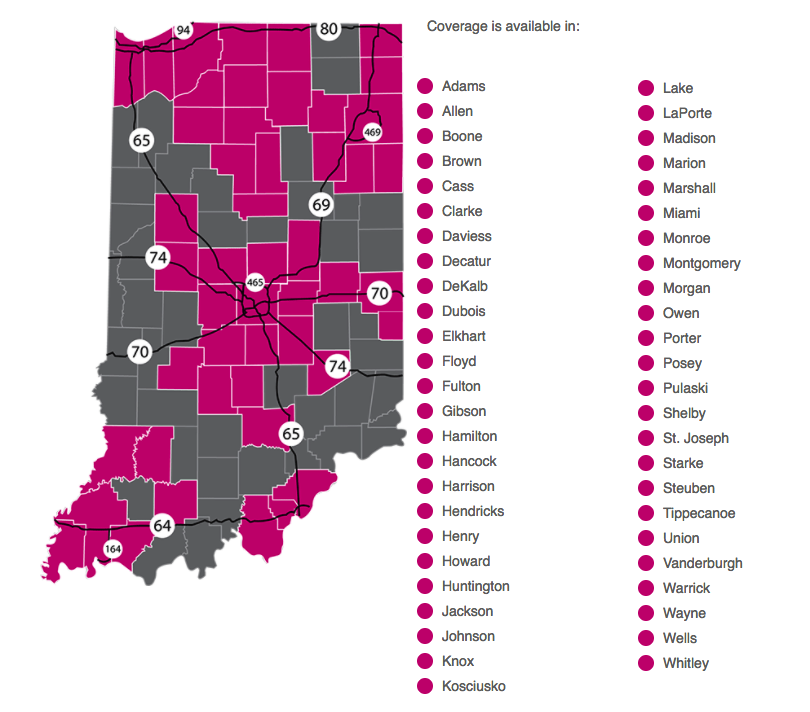 Coverage Map for Indiana 2018